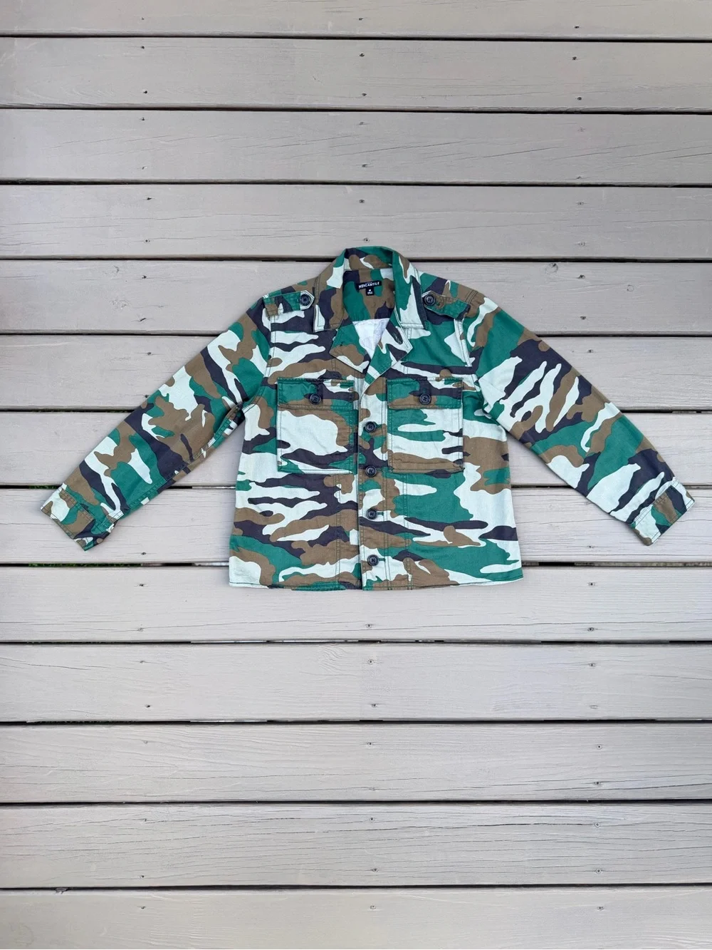 J. Crew Mercantile Camo Camouflage Utility Shirt Jacket Military Army size M
